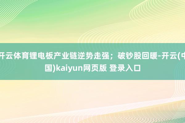 开云体育锂电板产业链逆势走强；破钞股回暖-开云(中国)kaiyun网页版 登录入口