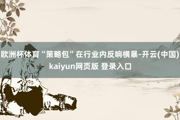 欧洲杯体育“策略包”在行业内反响横暴-开云(中国)kaiyun网页版 登录入口