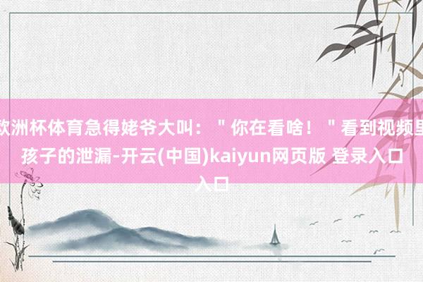 欧洲杯体育急得姥爷大叫：＂你在看啥！＂看到视频里孩子的泄漏-开云(中国)kaiyun网页版 登录入口