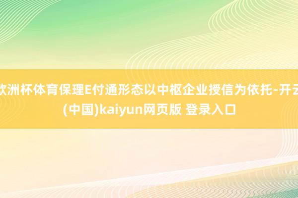 欧洲杯体育保理E付通形态以中枢企业授信为依托-开云(中国)kaiyun网页版 登录入口